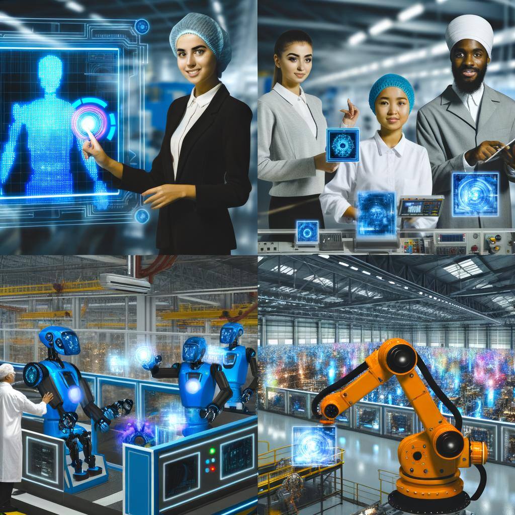 Machine with humans working Machine with humans working